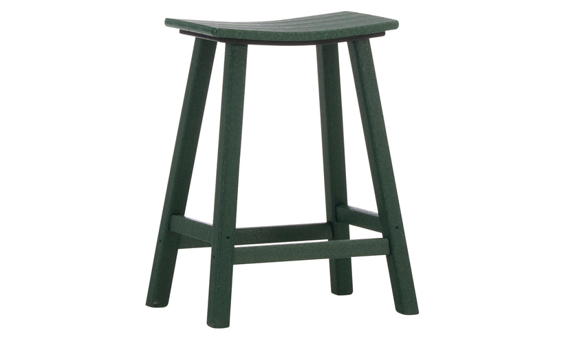 Polywood Green Saddle Counter Stool
